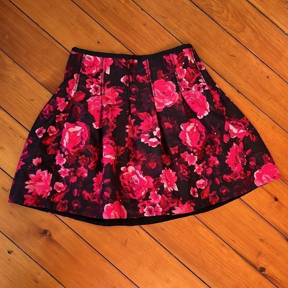 Pink Floral *Gap* Pleated A-Line Scuba Skirt Sz 10